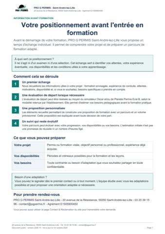 Notice du procédé de positionnement PRO G PERMIS Saint-André